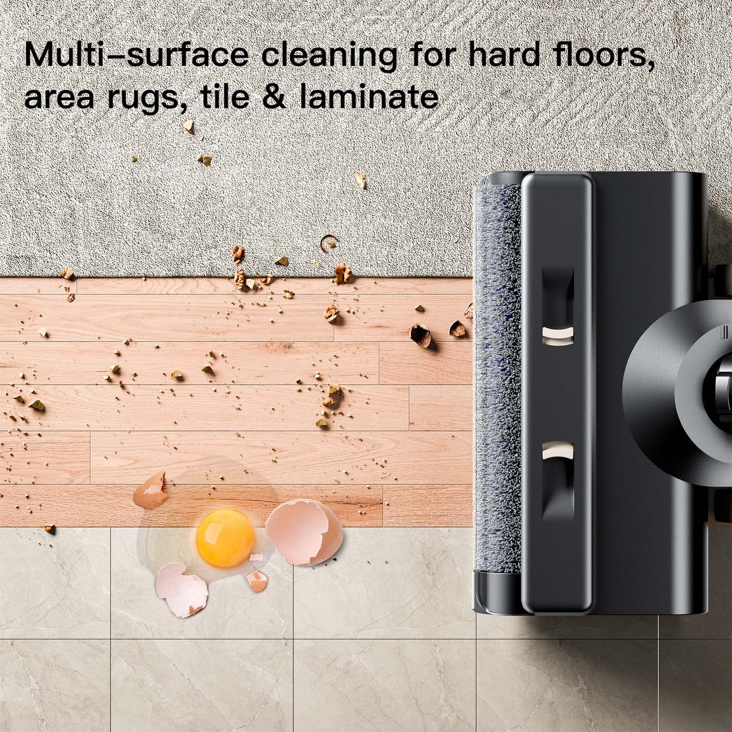 VEAT00L Cordless Wet Dry One Hard Floor Cleaner with Charging Base, Self-Cleaning with 25Kpa Powerful Suction, Great for Pet Hair and Sticky Messes, 30min Runtime, LCD Display, Voice Prompt