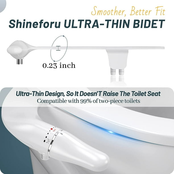 KDMLR Toilet Bidet Non-Electric Bidet Toilet Attachment Dual Nozzles for Frontal/Rear Wash, Adjustable Pressure Control, Sliver/White