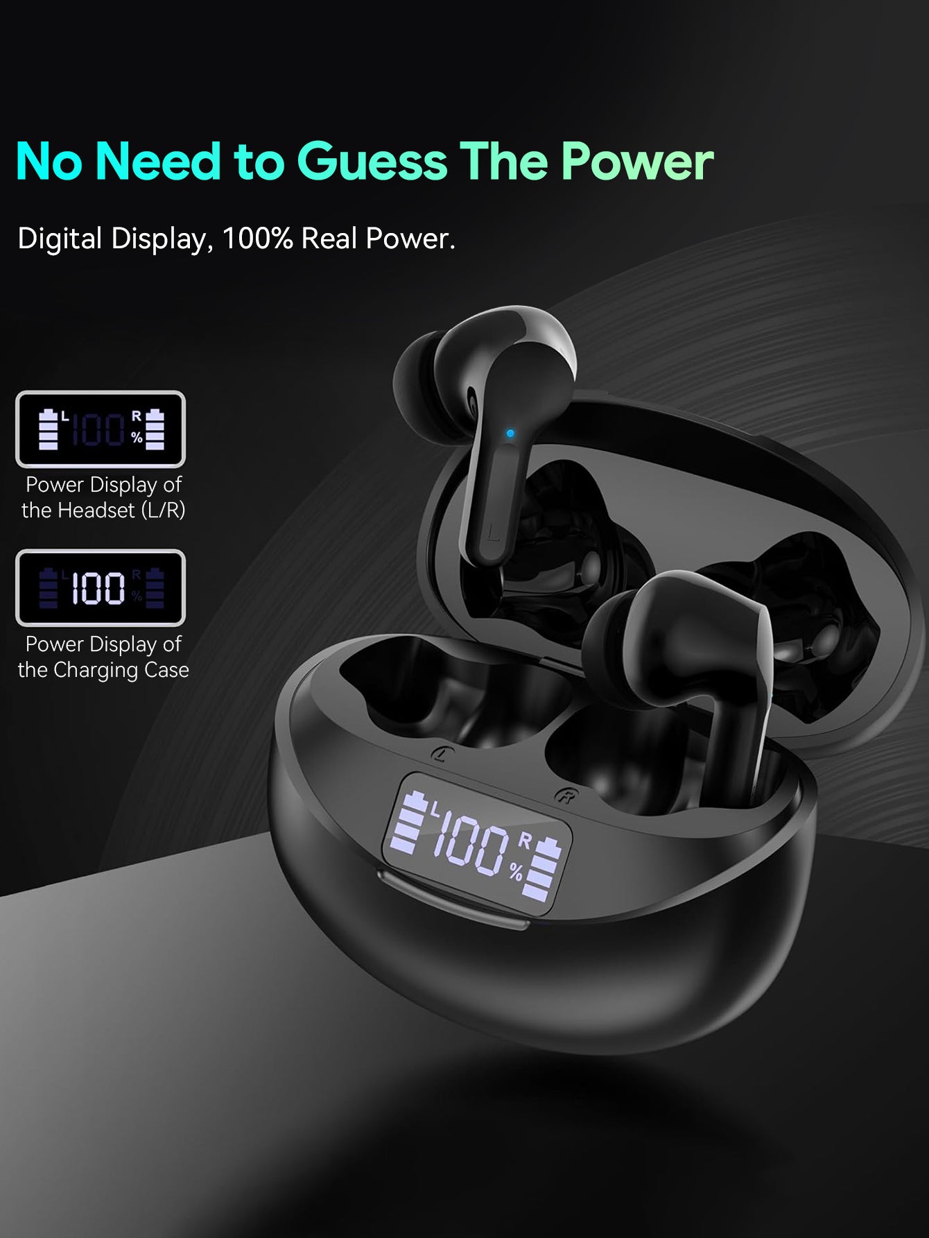 Wireless Earbuds, Bluetooth Headset with Microphone Touch Control , Bluetooth Headphones with Wireless Charging Case & LED Power Display, High-Fidelity Stereo Earphones for Sports and Work