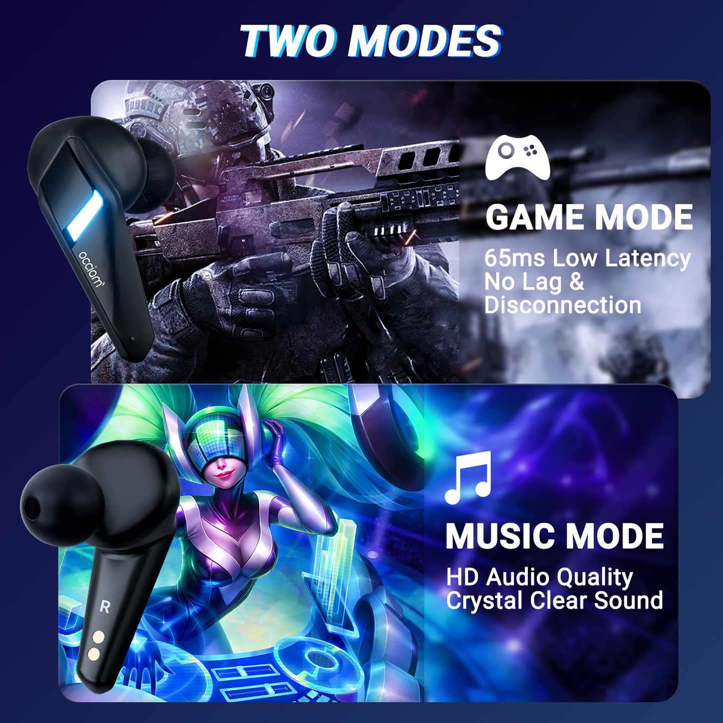 Wireless Earbuds, Bluetooth Headset with Microphone Breathing Light , High-Fidelity Stereo Earphones for Sports and Work