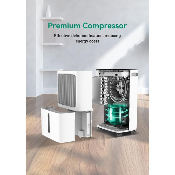 30 Pint Dehumidifiers for Home with Drain Hose, KDMLR 2,500 Sq.Ft Dehumidifier for Basement, Large Room, Bathroom, Three Operation Modes, Intelligent Humidity Control, Dry Clothes, 24HR Timer