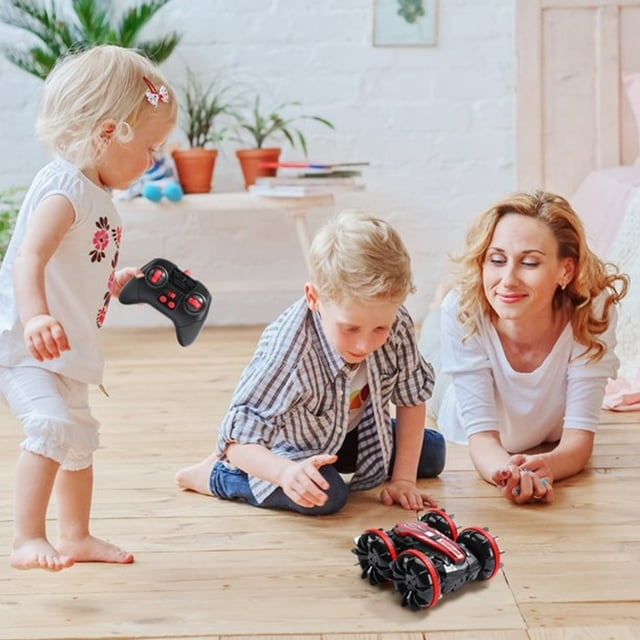 Remote Controls Cars, RC Boat & Sonic 2 Toys, 4WD Off Road Car Stunt 2.4GHz Land Water 2 in 1 Remote Control, RC Cars for Kids Boys-Red