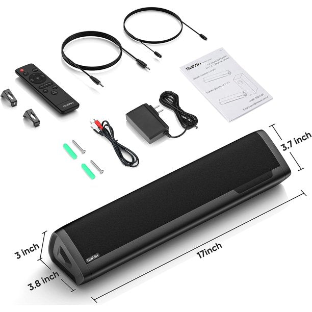 KDMLR Sound Bars for TV, with Bluetooth,Optical, AUX Inputs, 17-Inch Small Speakers with Visual Volume Adjustment & Wall Mountable