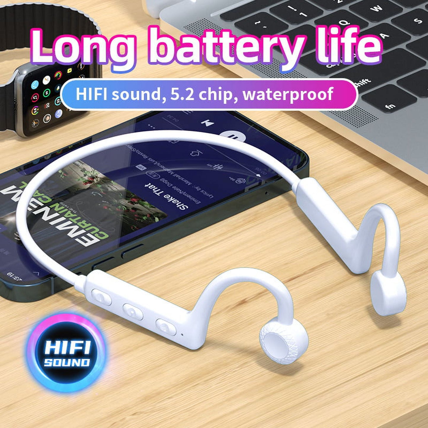 Wireless Earbuds Bluetooth Headphones 48hrs Play Back Sport Earphones with LED Display Over-Ear Buds with Earhooks Built-in Mic Headset for Workout