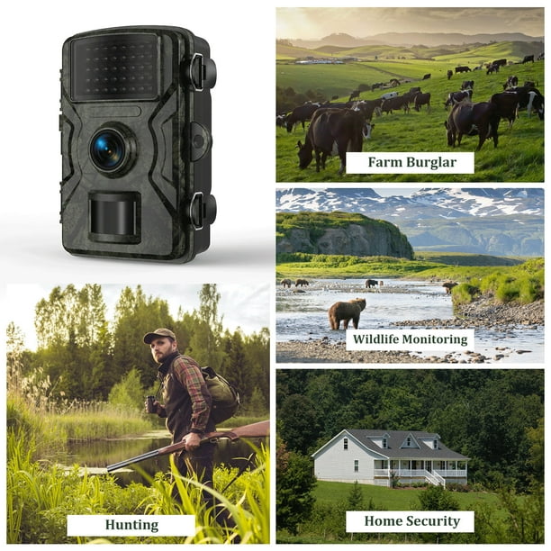 KDMLR Mini Game Camera, 16MP 1080P HD Trail Camera with Night Vision, Wildlife Waterproof Hunting Camera Wildgame, Hunting Trail Monitors