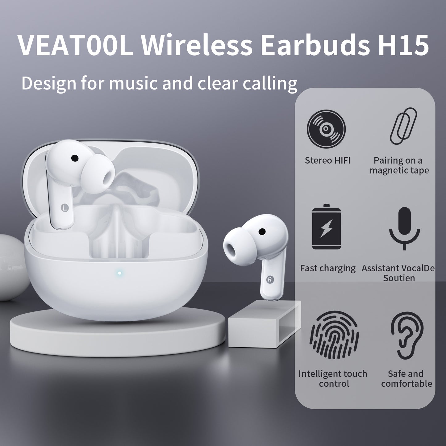 Wireless Earbuds Bluetooth Headphones 48hrs Play Back Sport Earphones with LED Display Over-Ear Buds with Earhooks Built-in Mic Headset for Workout