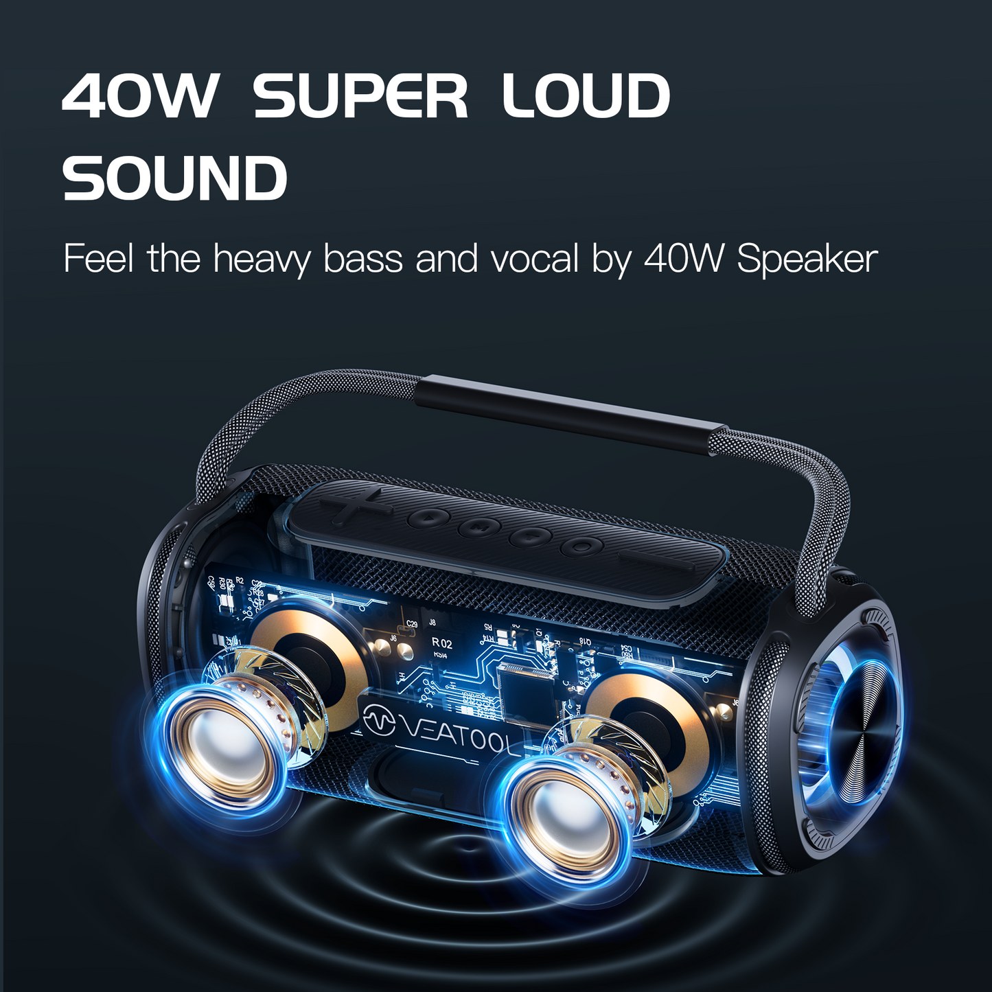 Bluetooth Speaker, 8H Playtime Portable Home Wireless Bluetooth 5.3 Speaker with Stereo Bass, IPX7 Waterproof Portable Bluetooth Speake with Colorful Flashing Lights