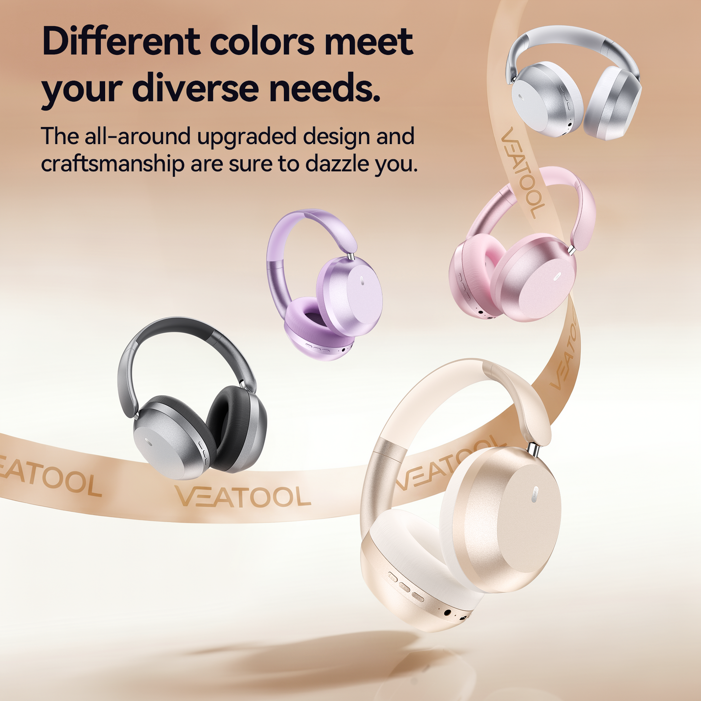 Wireless Bluetooth Headphones 5.1,40 Hrs Playtime Wireless Over-Ear Headphones,4 Mics ENC Noise Cancelling for Clear Calls, Lightweight Headset with Deep Bass Comfort fit for Travel Work(副本)