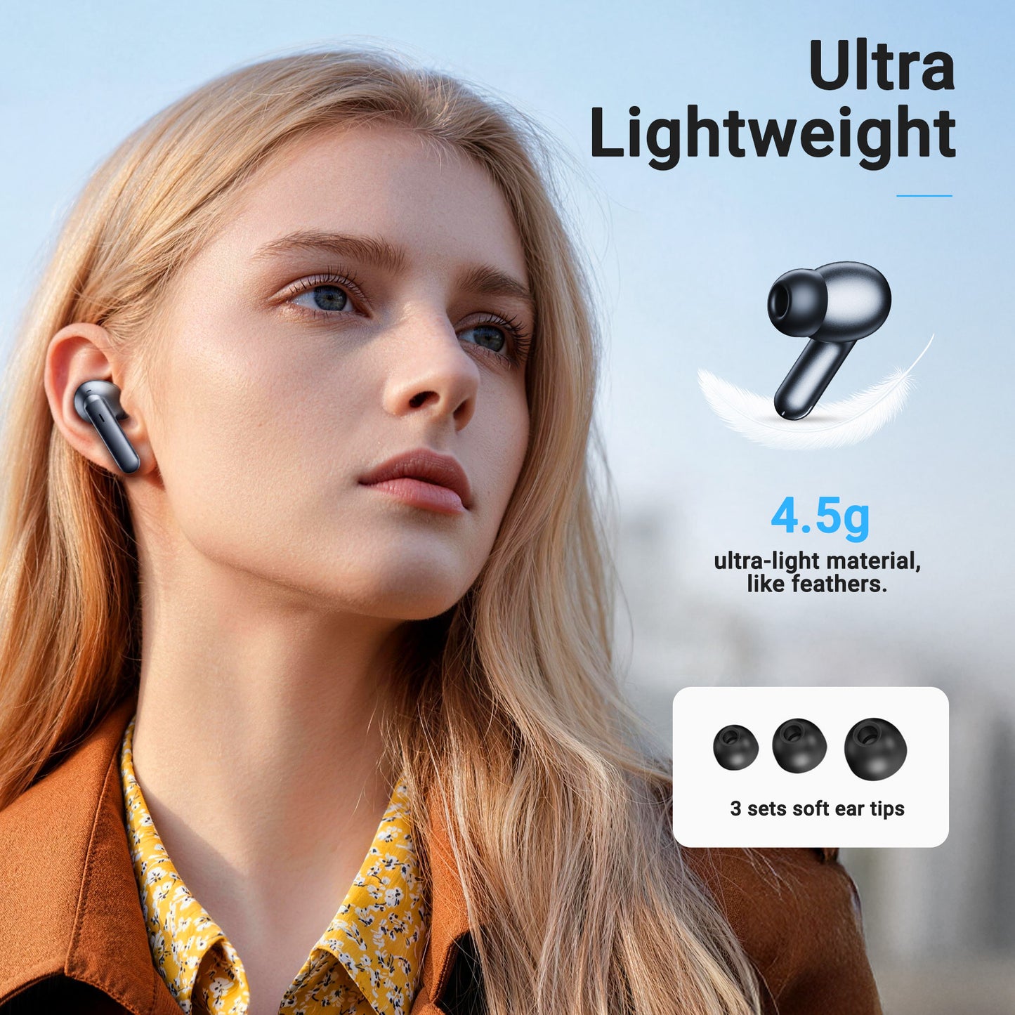 VEAT00L X7 Wireless Earbud, 80Hrs Bluetooth 5.3 Headphones IP7 Waterproof for Sport, Running Wireless Earphones with ENC Noise Cancelling Mics, Deep Bass Over Ear bud with Earhooks for Android, iOS
