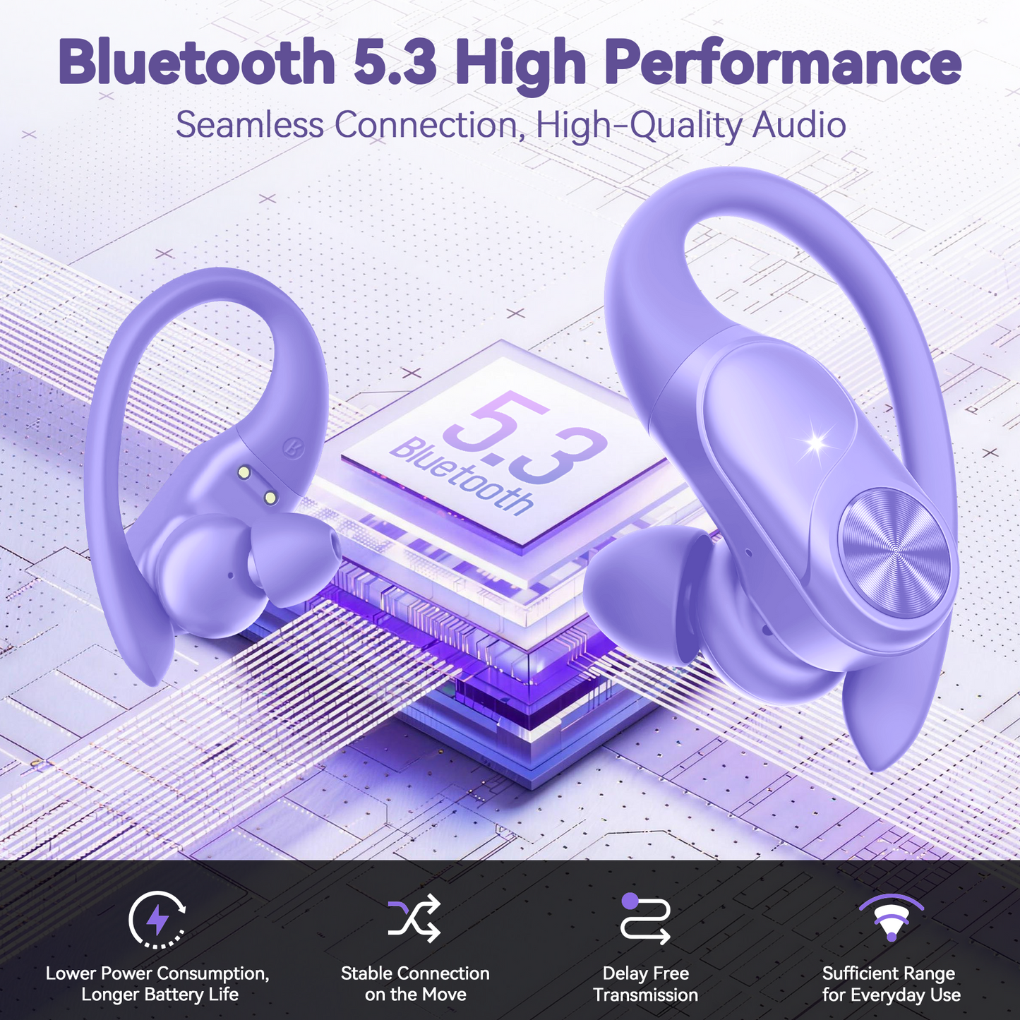 VEATOOL Clip on Earbuds,Open Ear Headphones Wireless Bluetooth 5.4 Sports Earphones with ENC Clear Call,50H Playtime, IPX7 Water Resistant,Comfortable for Small Ears & Glasses Wearers,Workouts