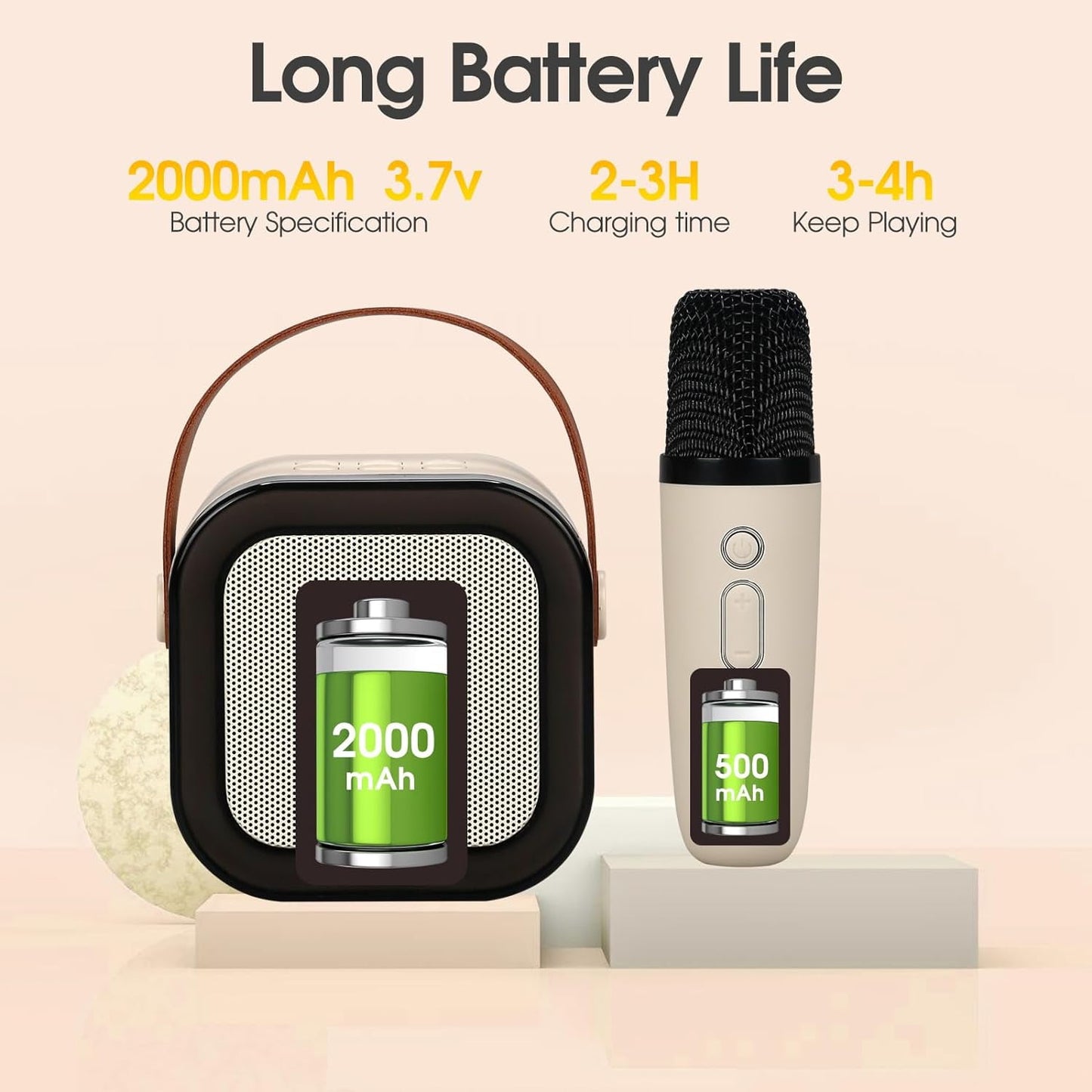 Karaoke Machine for Kids Adults,Mini Portable Blue-Tooth Karaoke Speaker with 2 Wireless Microphones and Dynamic Lights,Birthday Gift,Home KTV,Outdoor,Travel