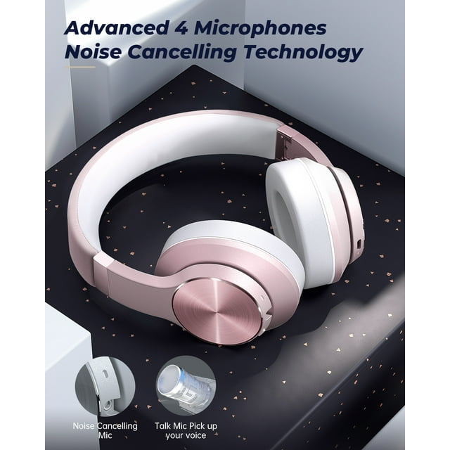 Wireless Over Ear Bluetooth Headphones, Active Noise Cancelling, HiFi Stereo Sound for Travel Work Laptop PC Cellphone