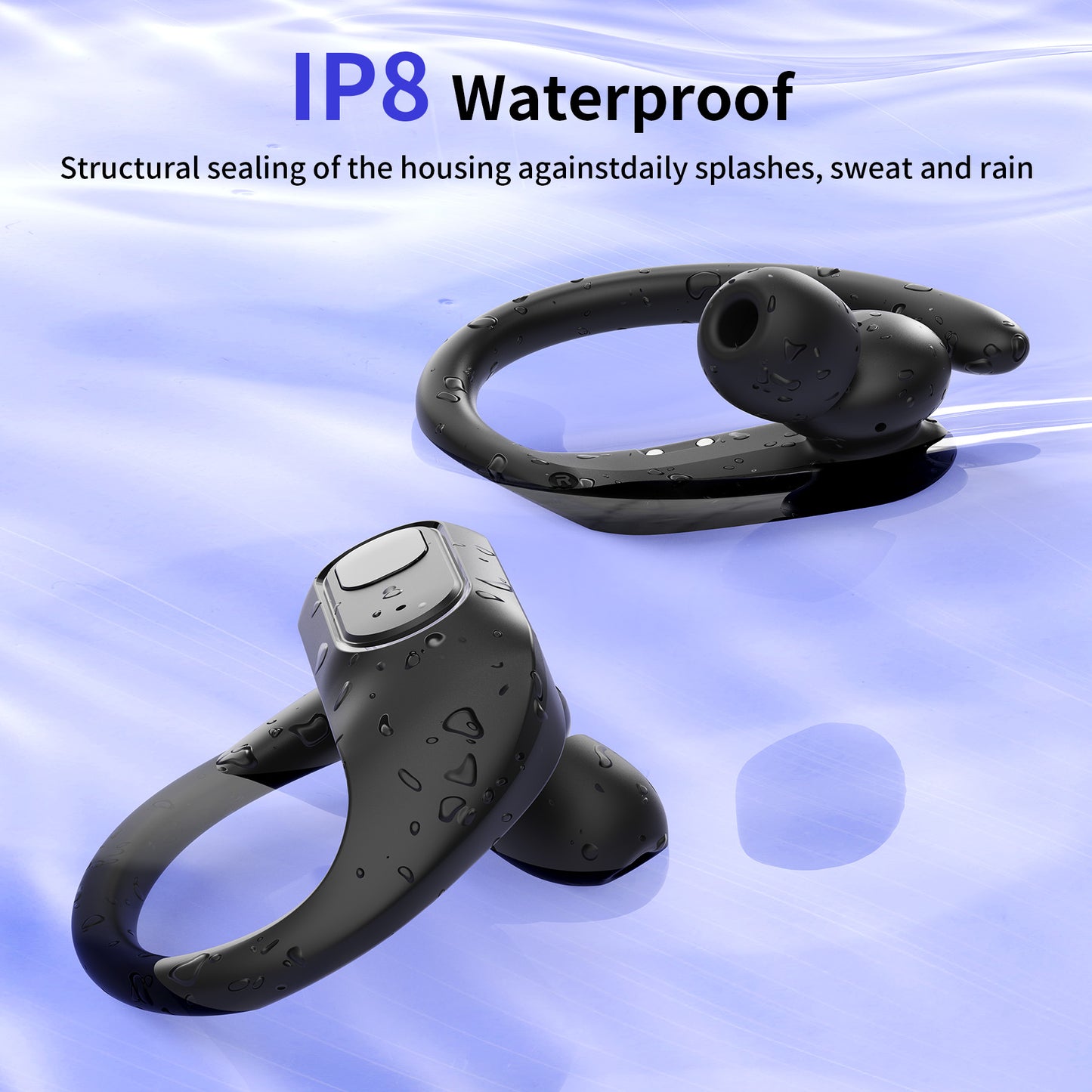 Bluetooth Headphones Wireless Earbuds 96Hrs Playback Sport Ear Buds with Earhook LED Display Charging Case IPX7 Waterproof Earbud Deep Bass Running Earphones for iOS Android Cellphone
