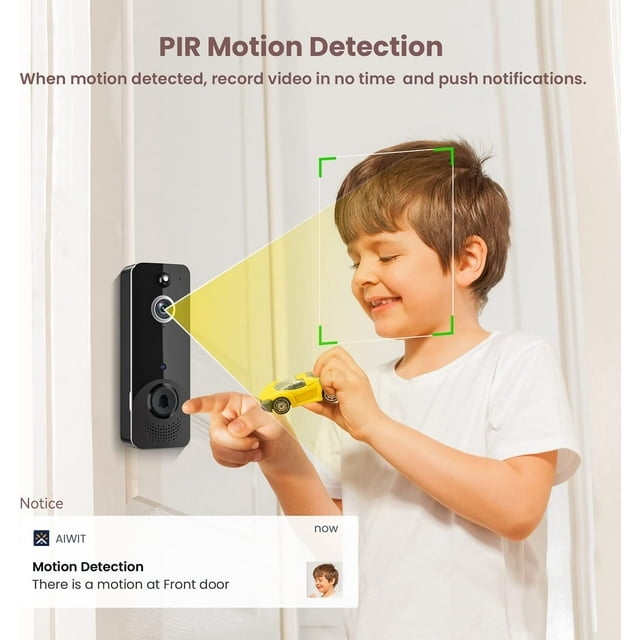 KDMLR Doorbell Camera Wireless, WiFi Video Doorbell with Chime, 2 Way Audio, AI Smart Human Detection, Night Vision, Cloud Storage, Real Time Alert for Home
