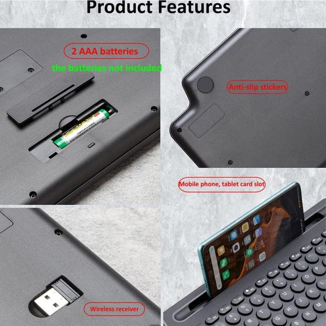 Bluetooth Keyboard, Dual Mode (BT 5.3+2.4G) Wireless Keyboard with Touchpad Computer Keyboard for Windows PC Laptop iPad Smartphone Tablet Android Mac, Black