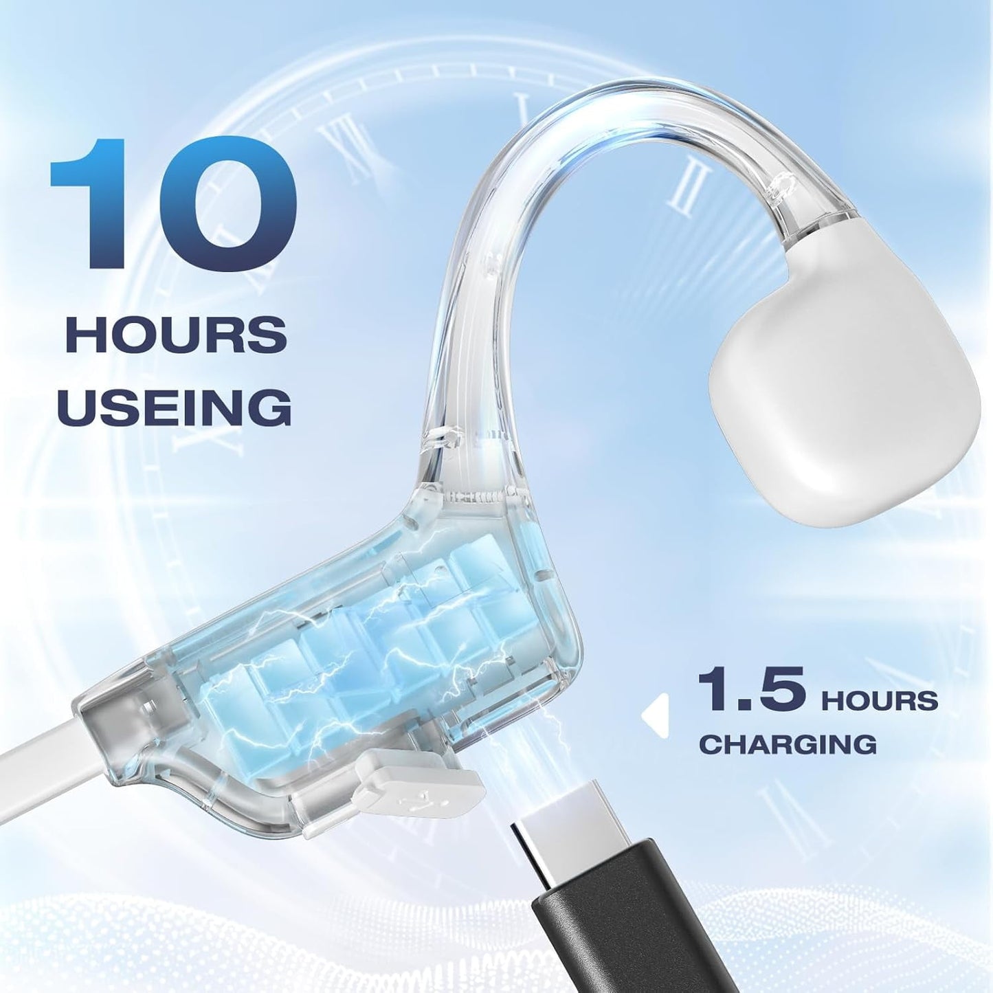 VEAT00L Bone Conduction Headphones,Open Ear Headphones Bluetooth 5.4 with Mic,10H Playtime,Bone Conduction Earbuds IPX5 Waterproof,Sports Headphonefor Running,Gym,Hiking,Cycling