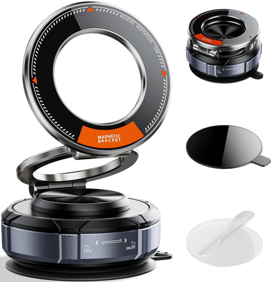 MagSafe Car Mount, Suction Cup Phone Holder, 360° Zinc Alloy Vacuum Car Holder, 98 LBS Strong for iPhone 16 15 14 13 12 Android