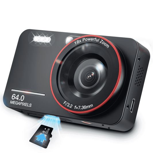 Losei 64MP 4K Digital Camera, 2.8" Screen, 18X Zoom, Anti-Shake, Retro Camera, Vlogging Camera for Kids, Teens, Seniors, with 32GB Card, Black