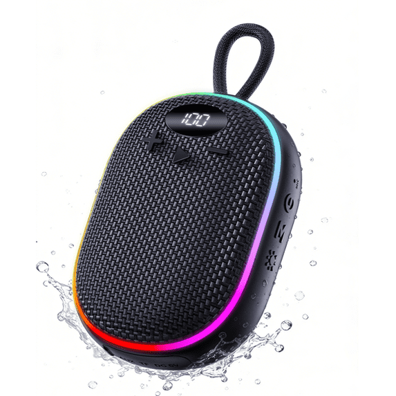 VEAT00L Bluetooth speaker, Wireless Portable Bluetooth Speaker with IPX6 Waterproof, Up to 15H Playtime,12W Powerful Bass,BT5.4,LED Lights,TWS Pairing for Home/Party/Outdoor/Beach,Birthday Gift
