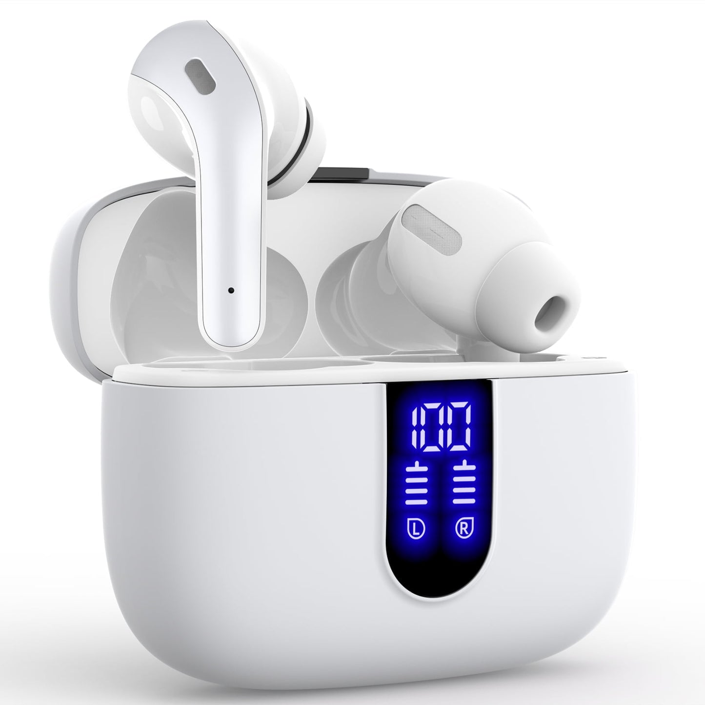 VEATOOL Bluetooth Headphones True Wireless Earbuds 60H Playback LED Power Display Earphones with Wireless Charging Case IPX7 Waterproof in-Ear Earbuds with Mic for TV Smart Phone Computer Laptop