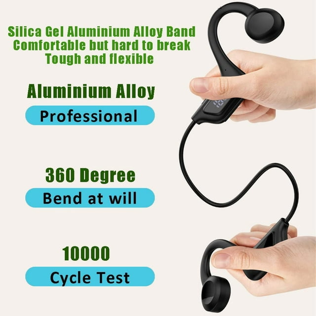 Open Ear Bone Conduction Concept Headset Wireless Bluetooth Sport Headphones with Mic Earphone Lightweight Painless Wearing Sweatproof Earpiece Stereo Earphone for Running Hiking Bicycling