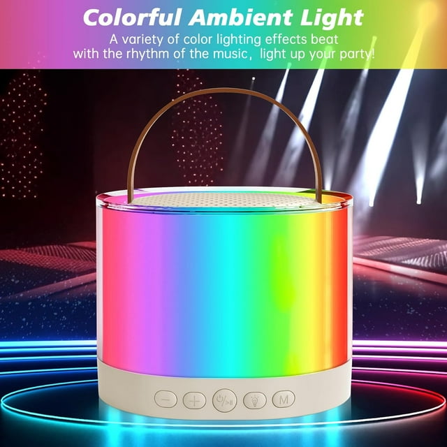 XANLUOER Mini Karaoke Machine for Kids,Portable Bluetooth Speaker with 2 Wireless Microphones,Ideal Musical Present for Children,Great Birthday Present for 4, 5, 6, 7, 8+ Years Old Girls&Boys(Beige)