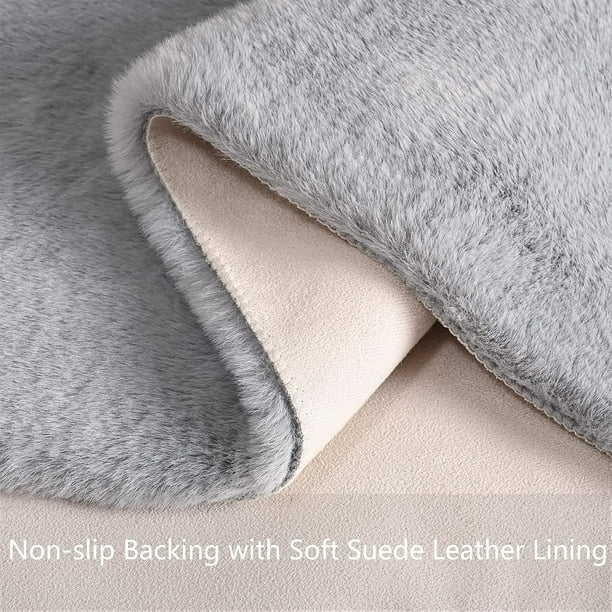 KDMLR Soft Rugs 3x5ft Grey Rug for Bedroom Machine Washable Faux Rabbit Fur Area Rug Shaggy Throw Rugs Fluffy Carpet for Dorm,Living Room,Chair,Couch,and Home Decor