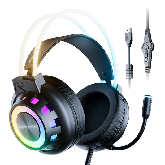 TAGRY K3 2.4GHz Wireless Gaming Headsets 7.1 Surround Sound Bluetooth Headphones 70H Playtime ENC Noise Cancelling Over Ear Game Headphone with Mic