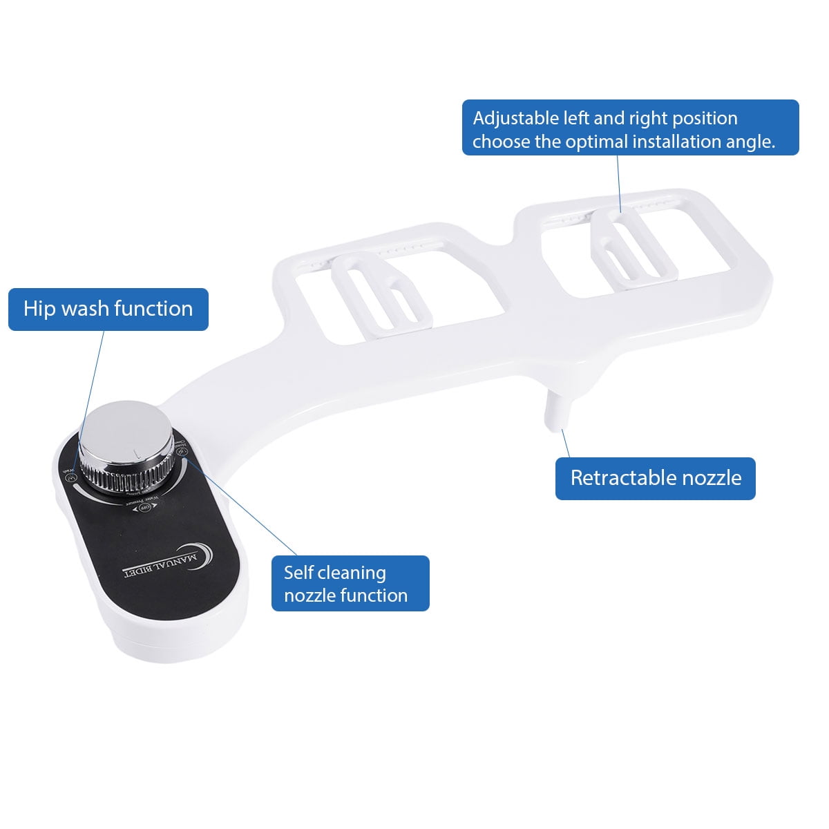 KDMLR Bidet Attachment for Toilet Water Sprayer for Toilet Seat, Easy-to-Install, Non-Electric Bidet with Adjustable Fresh Water Jet Spray, Bidets for Existing Toilets - Accessories & Instructions