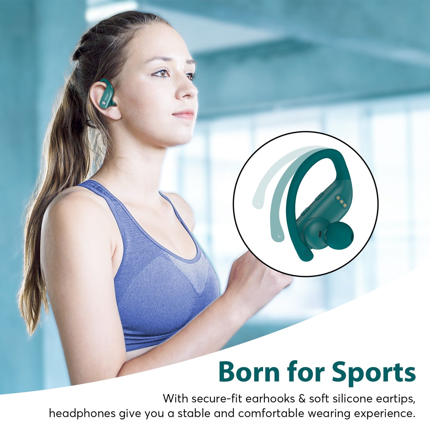 VEAT00L Wireless Earbuds Bluetooth Headphone Sport, Bluetooth 5.4 Earbud, 72Hrs Earphone with Earhook, Noise Cancelling Mic, IP7 Waterproof Headset for Workout/Running