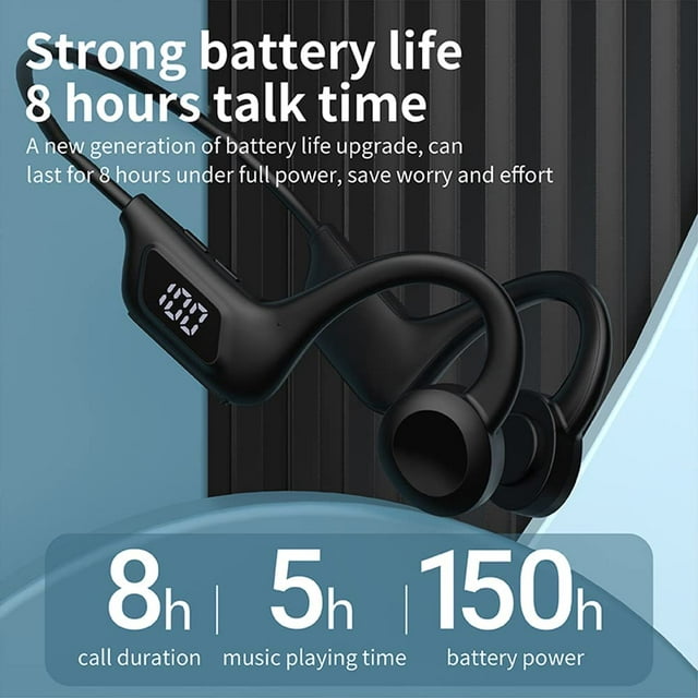 Open Ear Bone Conduction Concept Headset Wireless Bluetooth Sport Headphones with Mic Earphone Lightweight Painless Wearing Sweatproof Earpiece Stereo Earphone for Running Hiking Bicycling