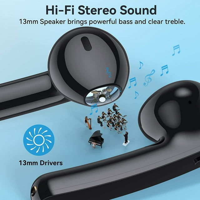 Bluetooth Headphones V5.3 Wireless Earbuds 50Hrs Battery Life with Wireless Charging Case & LED Power Display Deep Bass IPX7 Waterproof Earphones Microphone Stereo Headset for TV Smart Phone Laptop