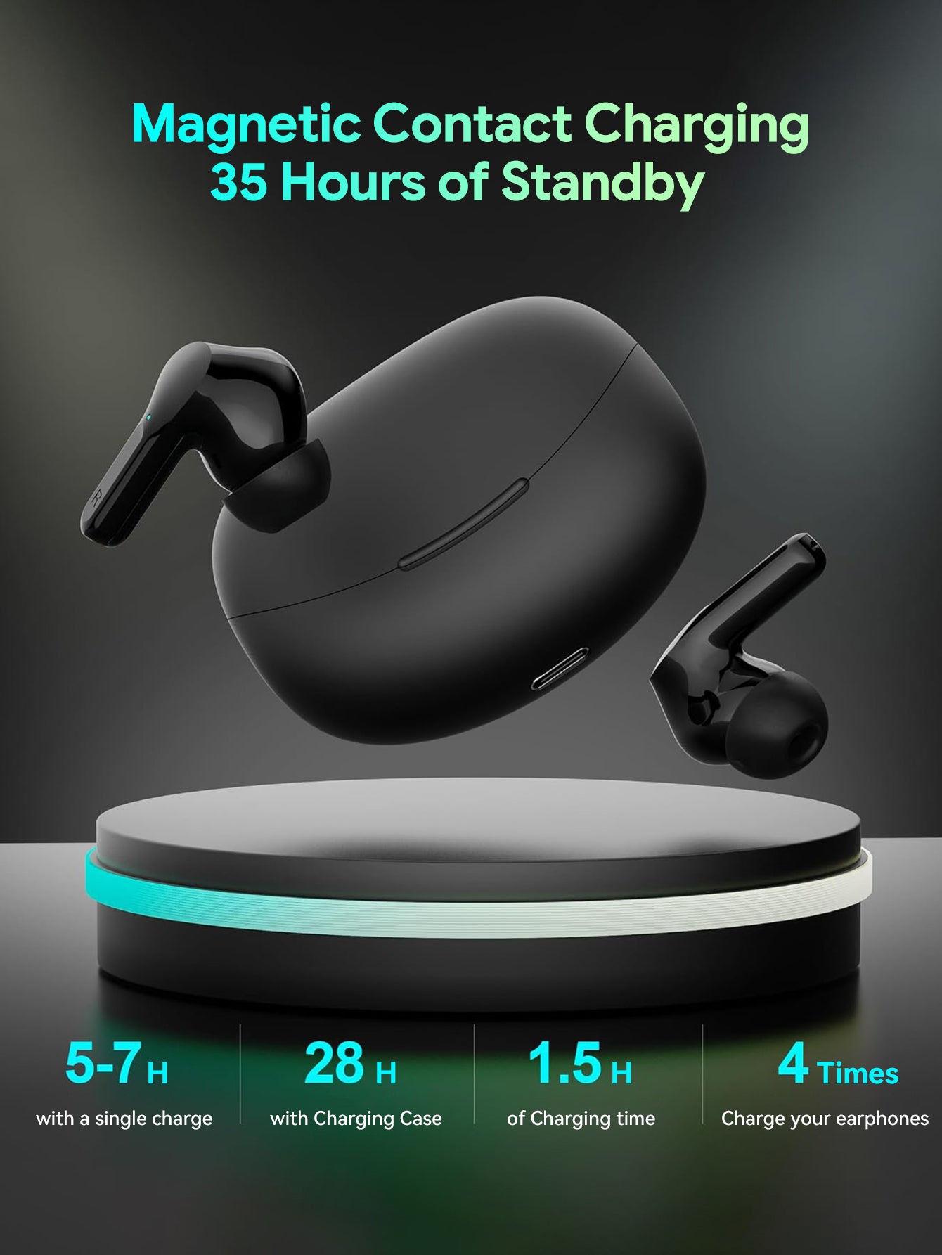 Wireless Earbuds, Bluetooth Headset with Microphone Touch Control , Bluetooth Headphones with Wireless Charging Case & LED Power Display, High-Fidelity Stereo Earphones for Sports and Work