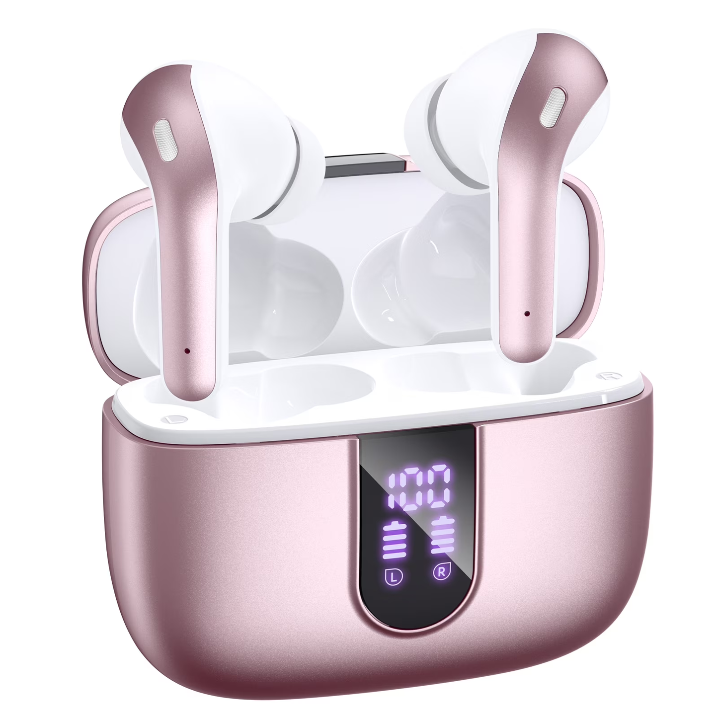 VEAT00L Bluetooth Headphone True Wireless Earbuds 60H Playback LED Power Display Earphones with Wireless Charging Case IPX5 Waterproof in-Ear Earbuds with Mic for TV Smart Phone Computer Laptop Sports