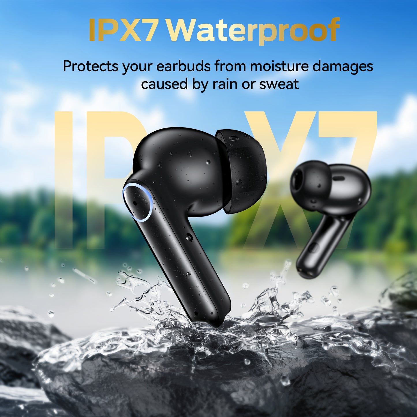 VEAT00L Wireless Earbuds Bluetooth 5.4 Headphones Deep Bass Hi-Fi Stereo Ear Buds in-Ear Earphones with Mic Clear Call, 60H Playtime Dual LED Display