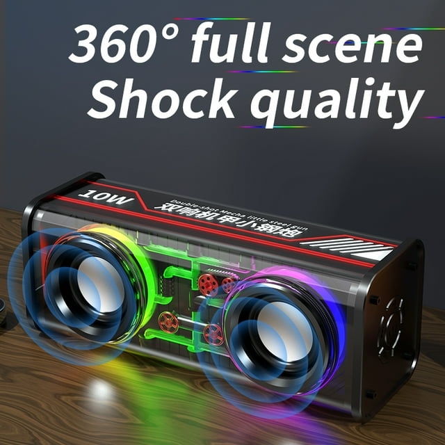 VEAT00L F8 Portable Bluetooth Speaker Transparent Mecha Wireless Speaker with Colorful LED Lights,BT 5.3,Steel Bass Vibration Film Audio,TWS Stereo Sound 6H Speakers for Party Camping Beach Travel