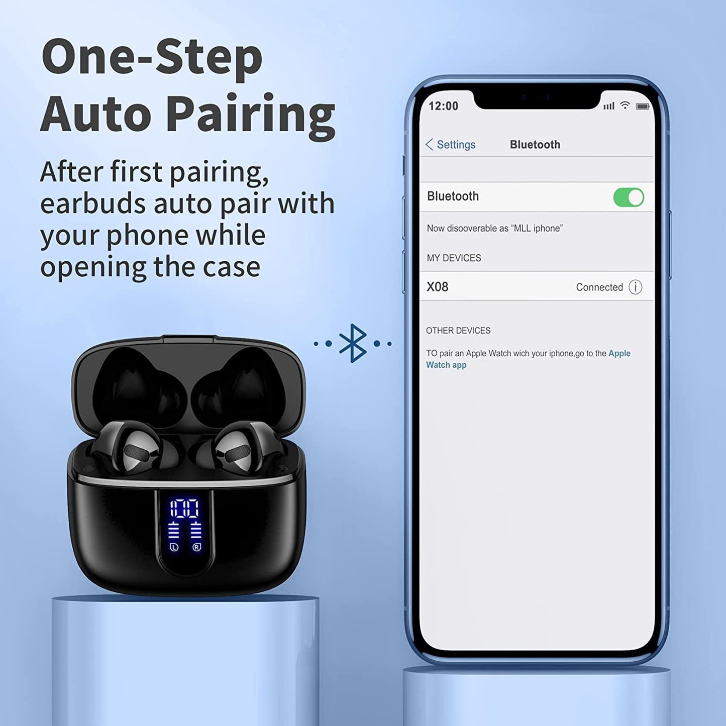 VEAT00L Wireless Earbud, 80Hrs Bluetooth 5.3 Headphones IP7 Waterproof for Sport, Running Wireless Earphones with ENC Noise Cancelling Mics, Deep Bass Over Ear bud with Earhooks for Android, iOS