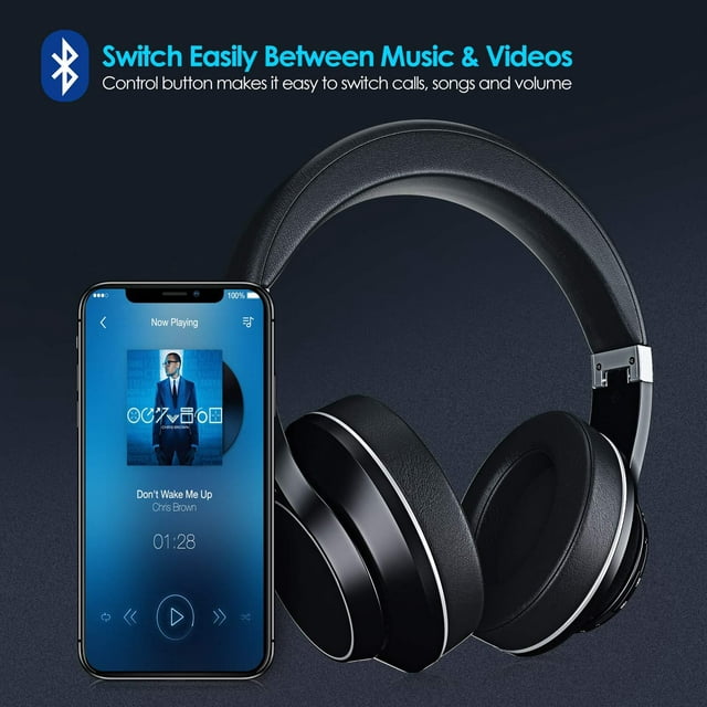 Wireless Over Ear Bluetooth Headphones, Active Noise Cancelling, HiFi Stereo Sound for Travel Work Laptop PC Cellphone
