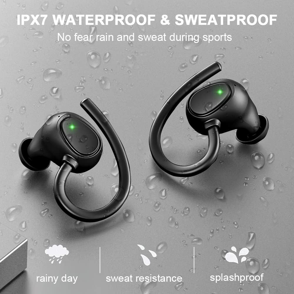 Wireless Earbuds Bluetooth Headphones 48hrs Play Back Sport Earphones with LED Display Over-Ear Buds with Earhooks Built-in Mic Headset for Workout
