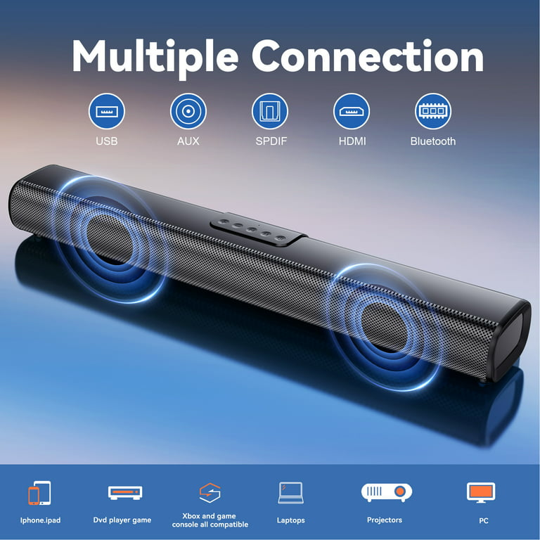 VEAT00L S20L Sound Bars for TV, 3D Surround Sound System TV Sound Bar, 2.1 ch Home Theater Audio with Built-in Subwoofer,50W TV Speakers | HDMI ARC, Bluetooth, Optical, RCA, USB & AUX Wall Mountable