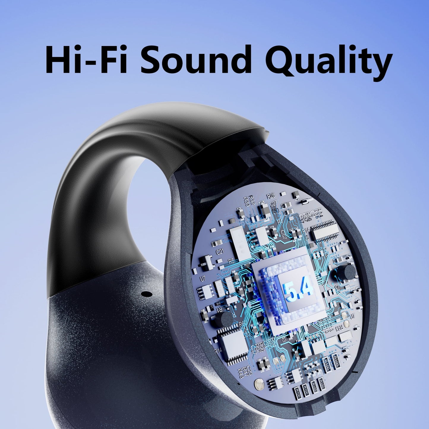 VEAT00L Open-Ear Headphones, Wireless Clip On Earbuds with Digital Display Charging Case 68 Hours Playtime, Lightweight Comfort, Stable Fit, Open-Ear Safety Design for Active and Office Use