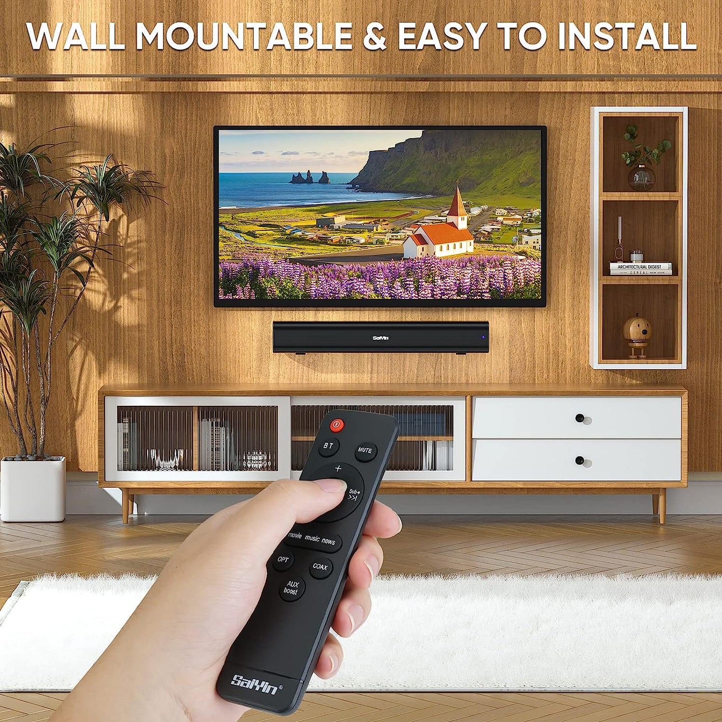 KDMLR Sound Bars for TV, 40 Watts Small Soundbar Built with 4 Speakers,TV Sound Bar Speakers with Bluetooth/Optical/AUX Connection for PC/Gaming/Projectors,17inch