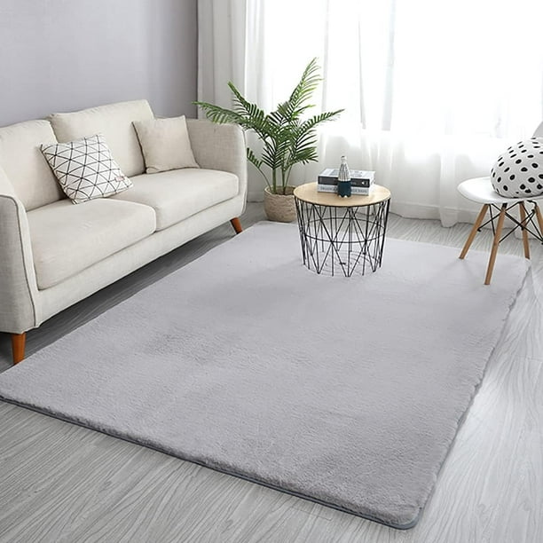 KDMLR Soft Rugs 3x5ft Grey Rug for Bedroom Machine Washable Faux Rabbit Fur Area Rug Shaggy Throw Rugs Fluffy Carpet for Dorm,Living Room,Chair,Couch,and Home Decor