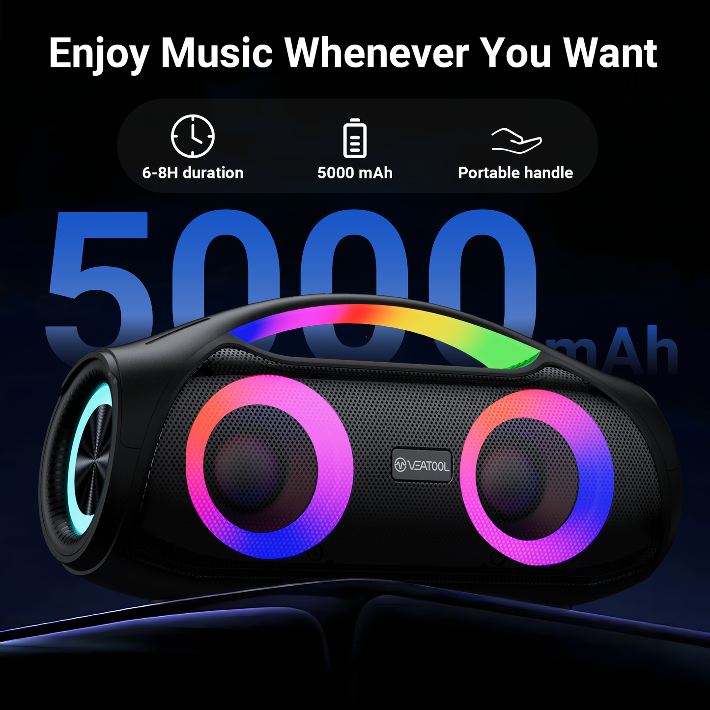 VEAT00L X2 Karaoke Machine with Two Wireless Microphones 40W Portable Karaoke System for Adult/Kid,PA System with Music Sync LED Lights 5000mAh Battery for Party Gifts Instrument Play