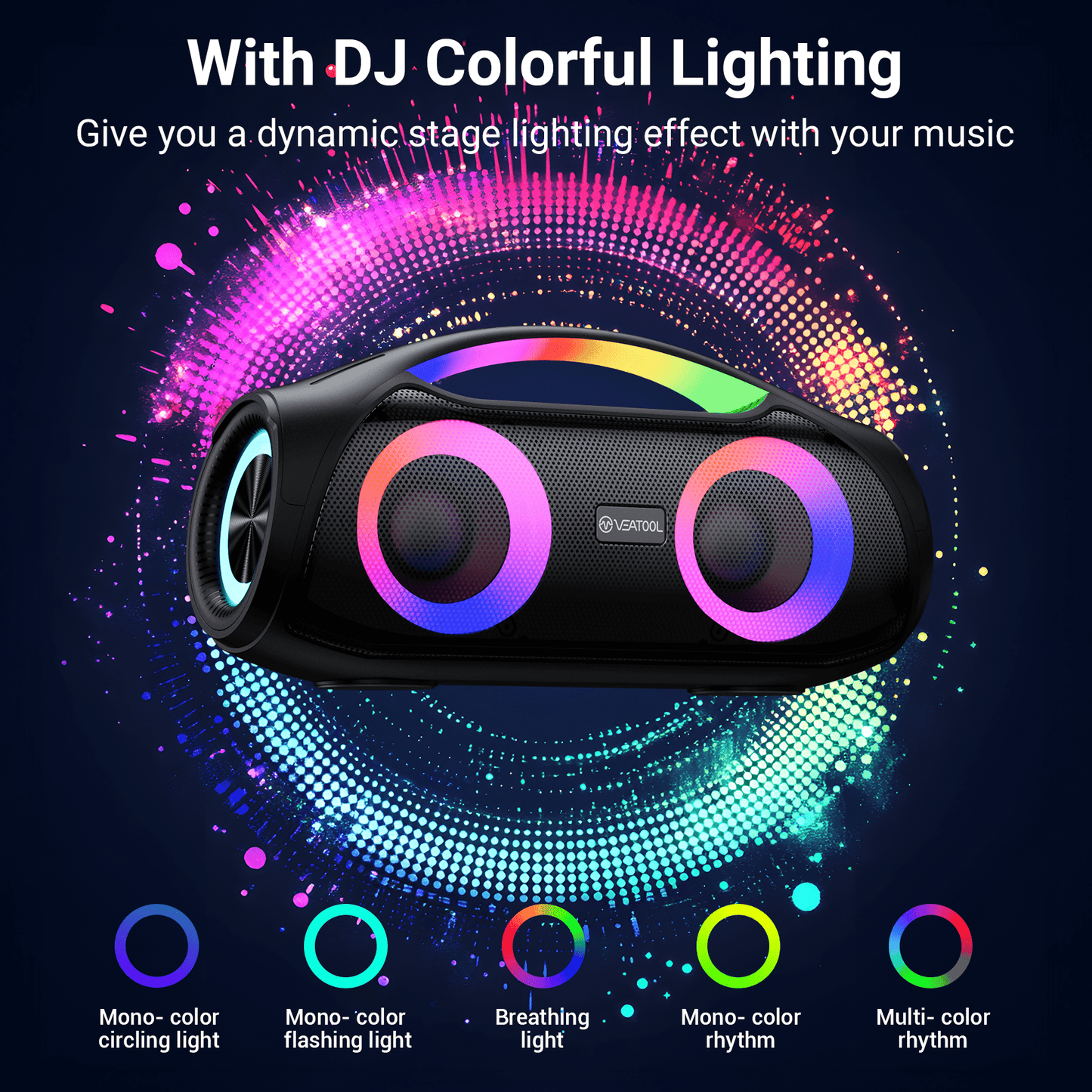 VEAT00L X2 Karaoke Machine with Two Wireless Microphones 40W Portable Karaoke System for Adult/Kid,PA System with Music Sync LED Lights 5000mAh Battery for Party Gifts Instrument Play