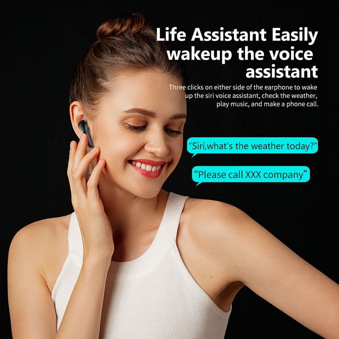 Wireless Earbuds, Bluetooth Headset with Microphone Touch Control , Bluetooth Headphones with Wireless Charging Case & LED Power Display, High-Fidelity Stereo Earphones for Sports and Work