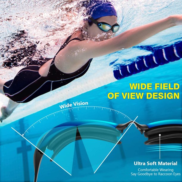 KDMLR adult swimming goggles comfortable daily swimming glasses with mirror anti-fog electroplated lenses - anti-blue light does not leak
