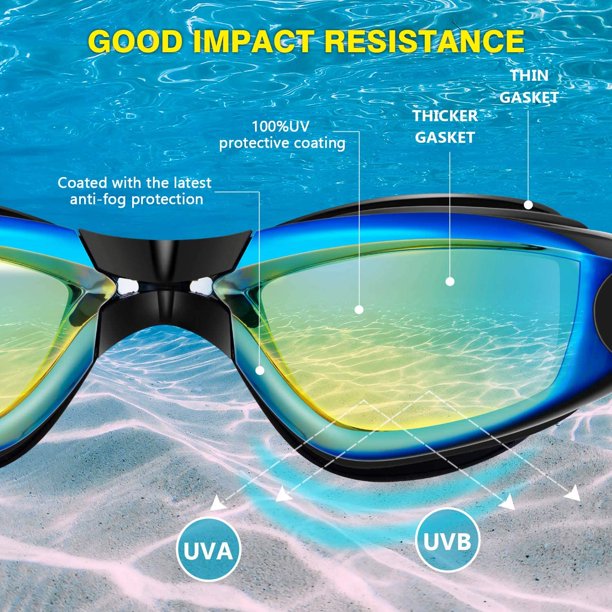 KDMLR adult swimming goggles comfortable daily swimming glasses with mirror anti-fog electroplated lenses - anti-blue light does not leak