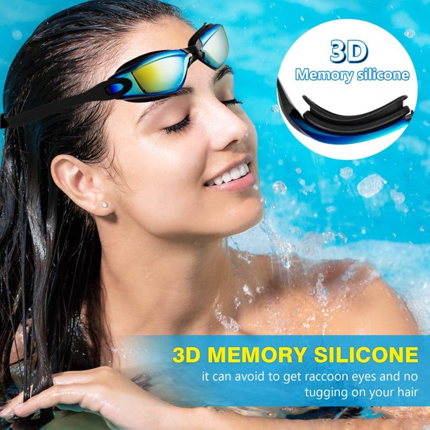 KDMLR adult swimming goggles comfortable daily swimming glasses with mirror anti-fog electroplated lenses - anti-blue light does not leak