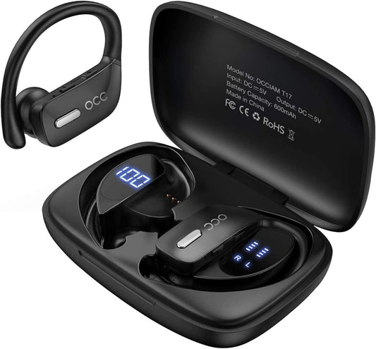 Wireless Earbuds occiam Bluetooth Headphones 48H Play Back Earphones in Ear Waterproof with Microphone LED Display for Sports Running Workout